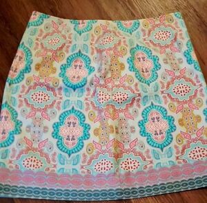 Talbots A-Line Skirt with Pink and Blue Patterns